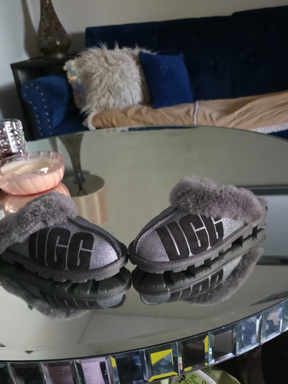 UGG COQUETTE METTALIC SLIPPERS SIDE LOGO SZ9 - Picture 9 of 9